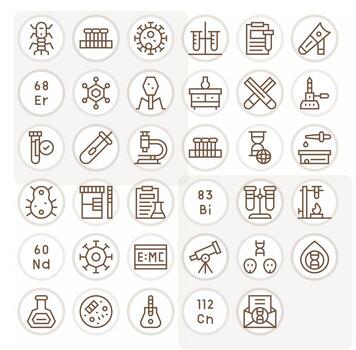 Regular Line Pixel Optimized Icons from Scientific Set with 35 128x128 Icons vector