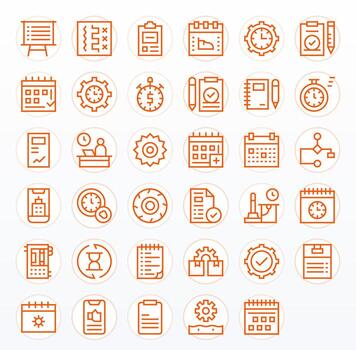 35 High Resolution Regular Line Editable Icons for Task Projects vector