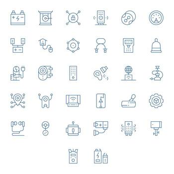 32 Editable Thin Line Icons designed for Device Interface vector