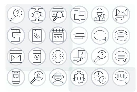 Inquiry Ultimate Package with 24 High Resolution Thin Line PIXEL Perfect Icons vector