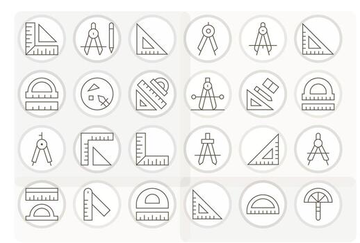 Protractor Premium Bundle with 24 64x64 Display Perfect Thin Line Icons vector