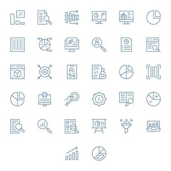 32 íconos para datos análisis optimizado en detalle mejorado retina Listo Delgado línea resolución vector