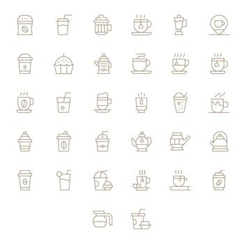 32 Display Perfect Icons themed around Hot Drink in 256x256 Thin Line format vector