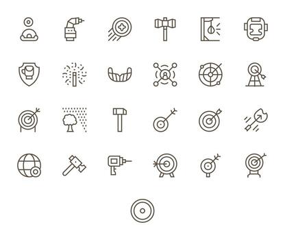 25 Icons inspired by Impact in Pixel Optimized 64x64 Regular Line quality vector