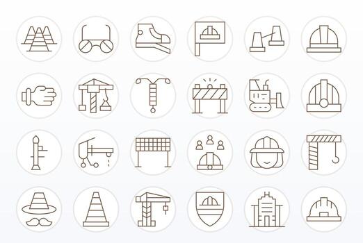 Construction Site Professional Set with 24 Thin Line Display Perfect High Resolution Icons vector