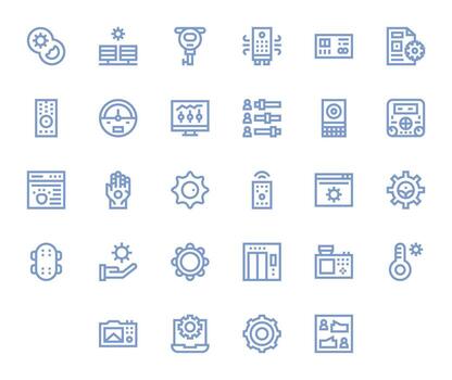 28 High Resolution Icons for Control Panel in Detail Enhanced Bold Line Format vector