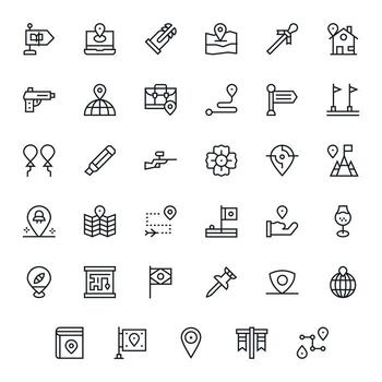 35 Regular Line Pixel Aligned Icons crafted for Marker 256x256 applications vector