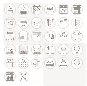 32 Delgado línea íconos para tráfico en crujiente 256x256 editable resolución vector