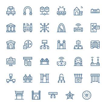 Gateway Complete Package with 35 High Resolution Regular Line Pixel Aligned Icons vector