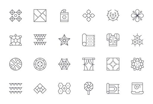 Delgado línea estilo estampado íconos con 24 alto resolución píxel Perfecto diseños vector