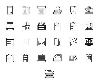 25 píxel alineado regular línea íconos diseñado para organizar interfaz vector