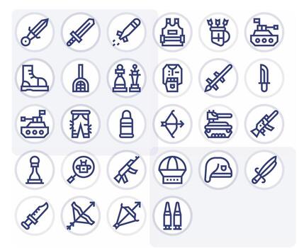 Tactical Comprehensive Bundle with 28 Pixel Aligned Bold Line 256x256 Icons vector