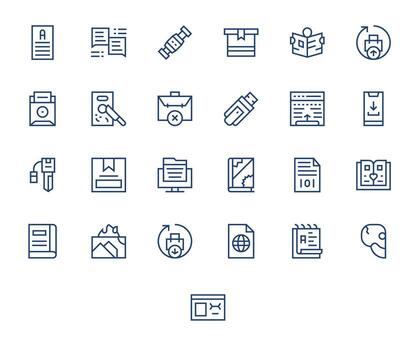 Digital File Complete Package with 25 256x256 Regular Line Editable Icons vector