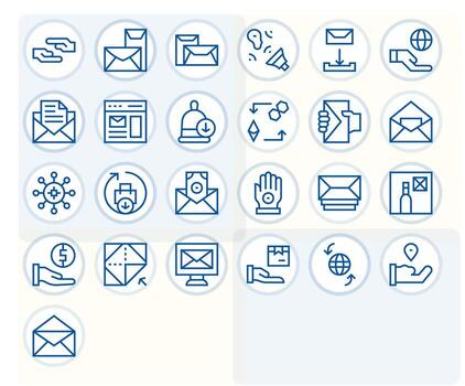 recibir presentando 25 256x256 íconos en regular línea diseño vector