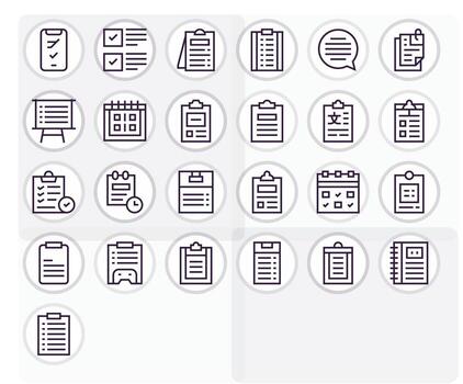 25 Pixel Optimized 256x256 Icons for ToDo in elegant Regular Line design vector