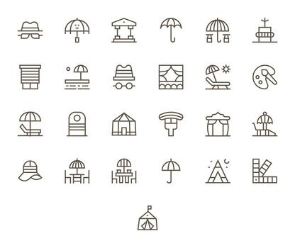 Shade Scalable Set featuring 25 Detail Enhanced Regular Line High Resolution Icons vector