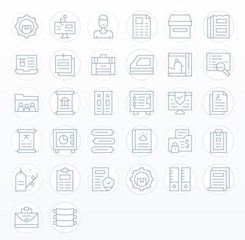 Records Comprehensive Bundle with 32 Display Perfect Thin Line 256x256 Icons vector
