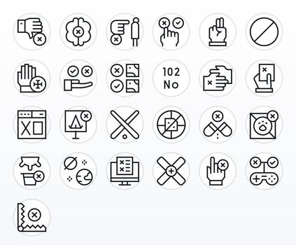 Deny Comprehensive Bundle with 25 Display Perfect Regular Line 128x128 Icons vector