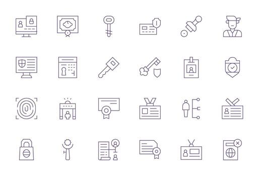 autorización icono colección presentando 24 monitor Perfecto 256x256 Delgado línea diseños vector