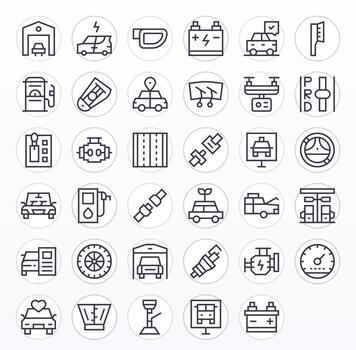 35 Pixel Optimized High Resolution Icons for Car in elegant Regular Line design vector