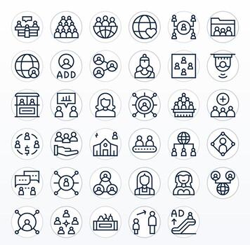 35 píxel optimizado regular línea íconos diseñado para personas interfaz vector