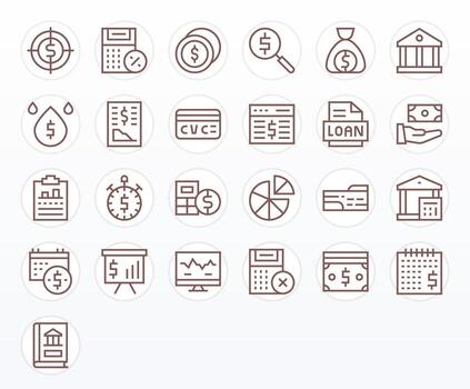 25 alto resolución regular línea monitor Perfecto íconos para financiero proyectos vector