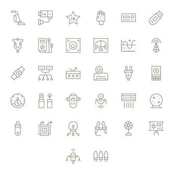 Electronics Visual Pack containing 32 Thin Line Editable Icons vector