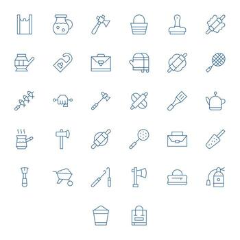 32 Pixel Optimized 64x64 Icons for Handle in elegant Thin Line design vector