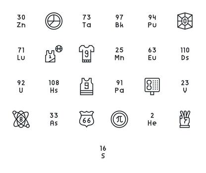 25 regular línea editable vectores para número tema