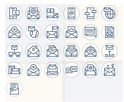 Outbox Modern Collection with 25 Regular Line 256x256 Pixel Optimized Icons vector