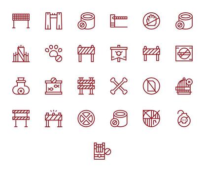 25 PIXEL Perfect Regular Line Icons from Keep Out Collection vector