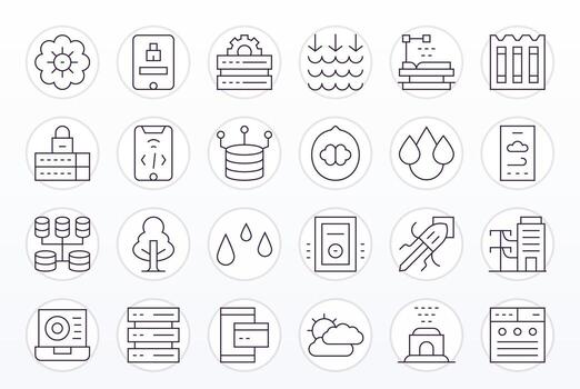 24 píxel Perfecto Delgado línea íconos diseñado para nube interfaz vector