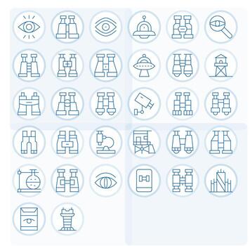 32 Thin Line Pixel Optimized Icons for Observation Graphics vector
