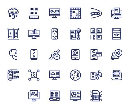 28 cuadrícula equipado negrita línea íconos desde digital datos colección vector