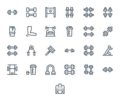 Muscle featuring 25 High Resolution Icons in Regular Line Design vector