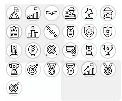 25 Regular Line Pixel Optimized Vectors for Achievement Theme
