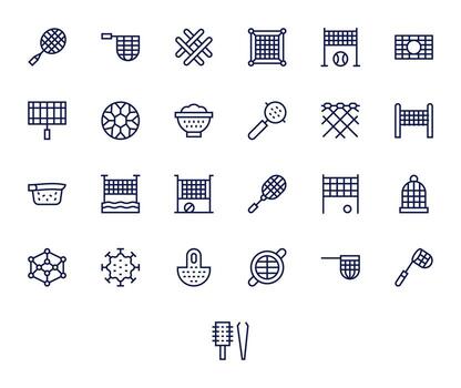 malla icono colección con 25 alto resolución regular línea diseños vector