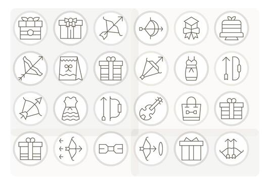Bow Graphics Pack including 24 Thin Line 256x256 Pixel Optimized Icons vector