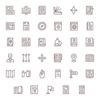 35 Icons for Guide optimized in Grid Fitted 128x128 Regular Line resolution vector