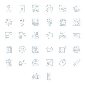 Operation Visual Pack containing 32 Thin Line Pixel Optimized Icons vector