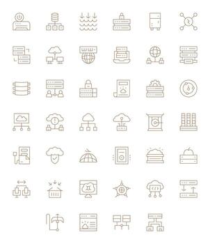 servidor prima haz con 40 alto resolución monitor Perfecto Delgado línea íconos vector