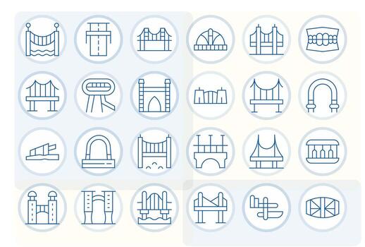 24 Thin Line Pixel Aligned Vectors for Bridge Theme