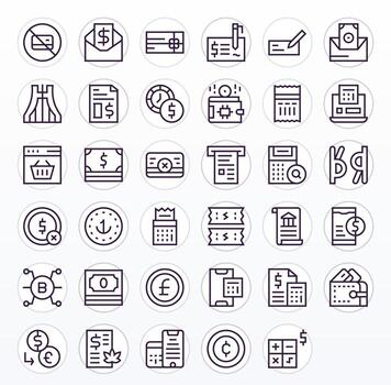 Regular Line Display Perfect Icons from Transaction Set with 35 128x128 Icons vector