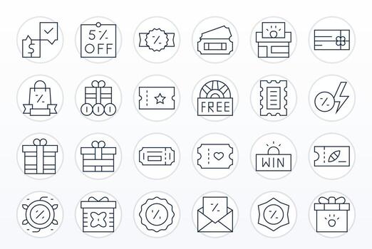 24 íconos para vale optimizado en píxel alineado 64 x 64 Delgado línea resolución vector