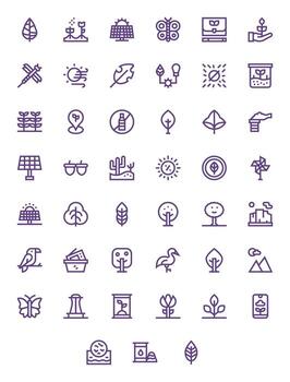 Environment Icon Set with 45 Bold Line 256x256 Pixel Optimized Graphics vector