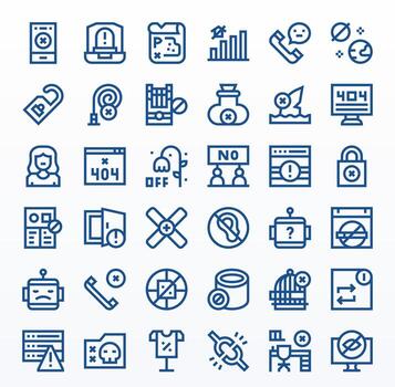 36 Bold Line Grid Fitted Icons tailored for Unavailable High Resolution interface vector
