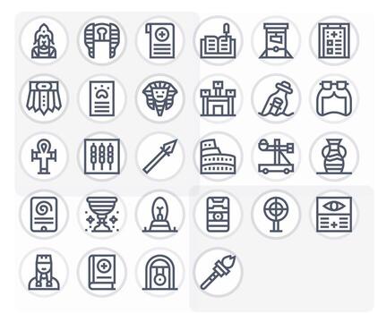 History Icon Set with 28 Bold Line High Resolution Editable Graphics vector