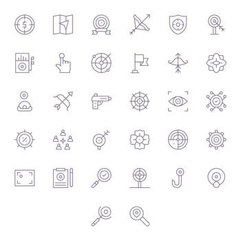 32 PIXEL Perfect Thin Line Icons from Target Collection vector
