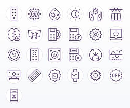 25 íconos inspirado por función en cuadrícula equipado 128x128 regular línea calidad vector