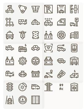 Automobile Icon Set with 45 Bold Line 128x128 Editable Graphics vector